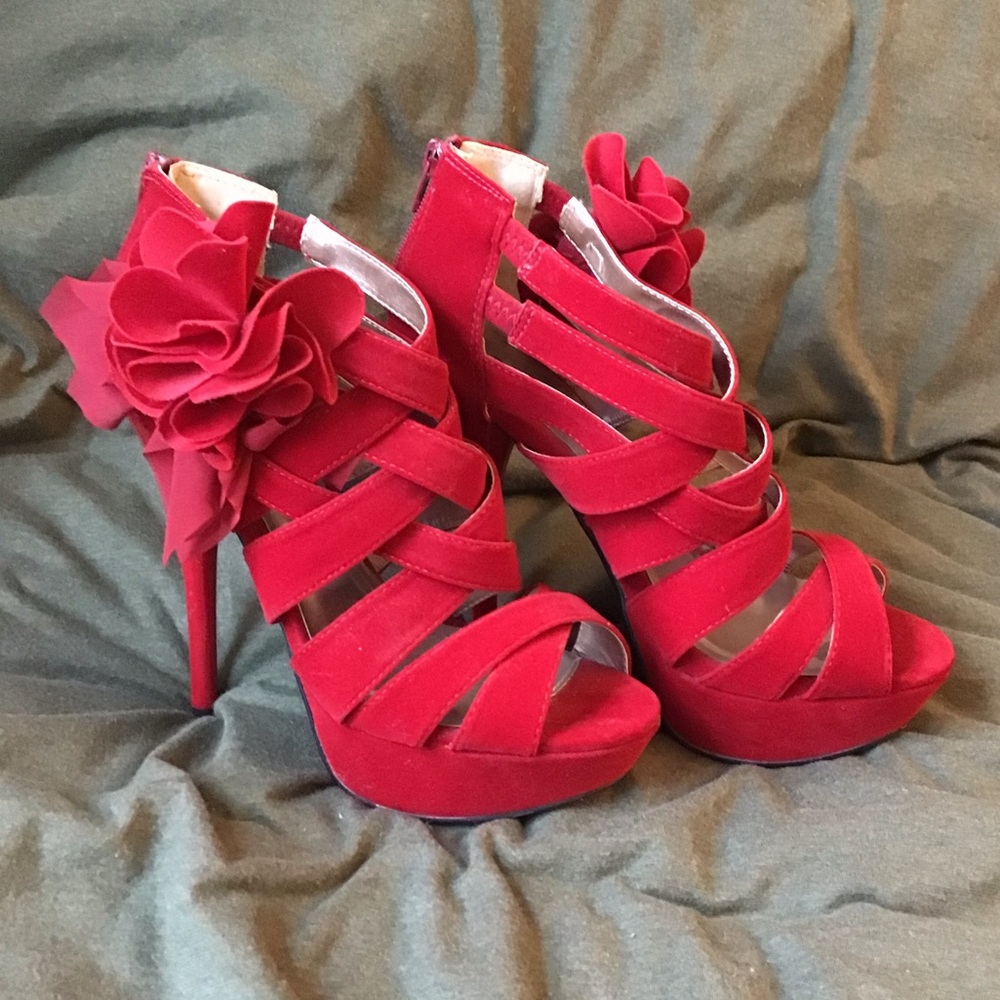 Fiery red strappy stilettos